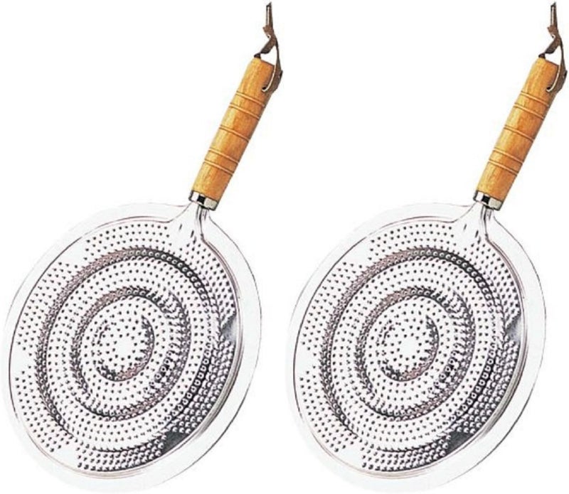 Home Style 2 Simmer Ring Flame Heat Diffuser with Wooden Handle 2 Pack with Hanging Loop - Image 1